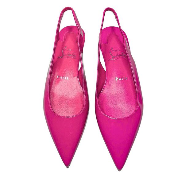 Christian Louboutin Hot Chickita Slingback Flats Fuchsia Pink Leather 36.5 - Picture 2 of 10